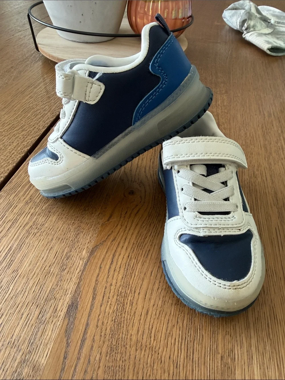 Kids Navy and White Casual Sneakers - Slip On, Velcro Closure